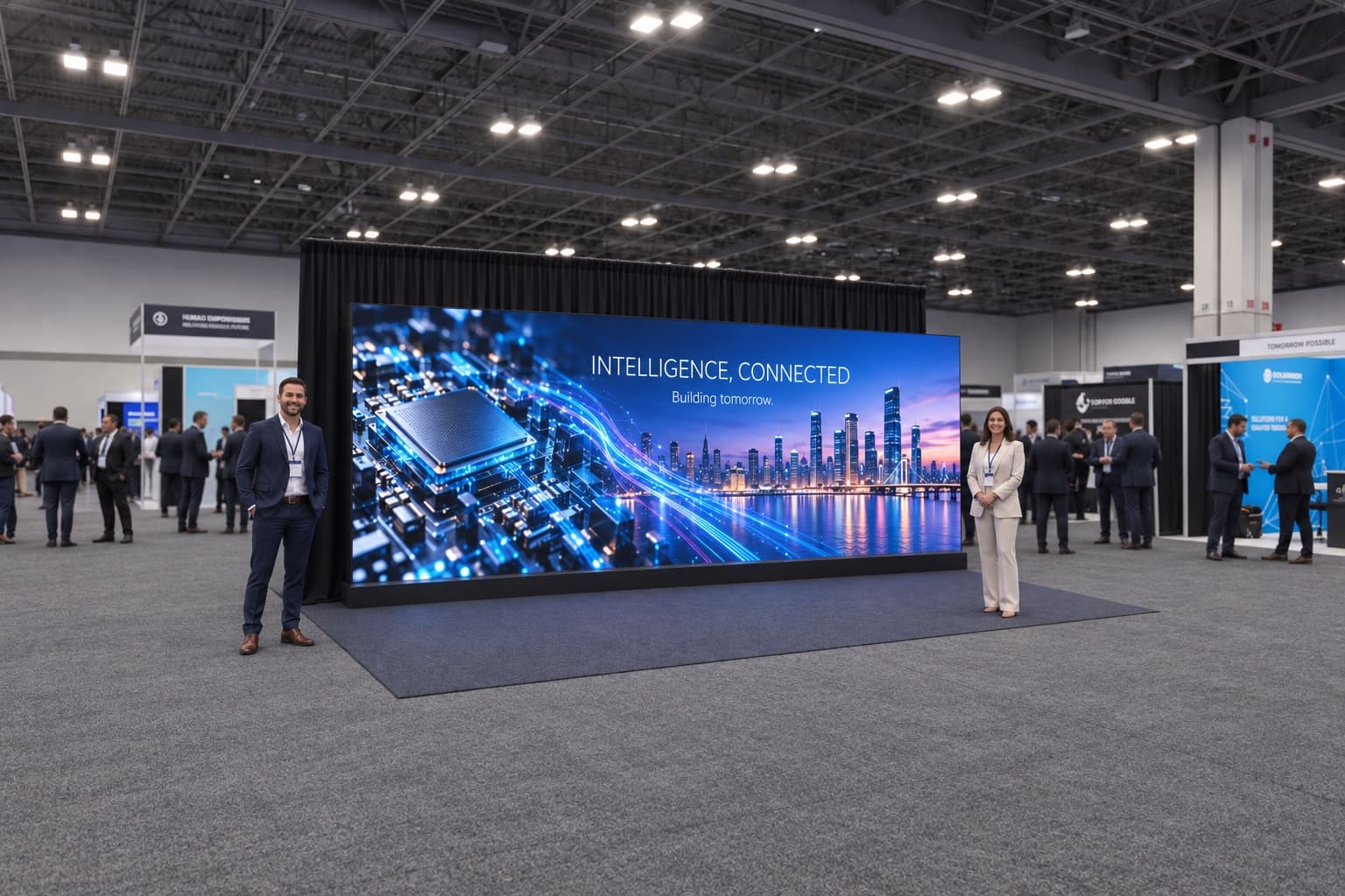 Skyline Span — a concept visualisation of a wide-format booth