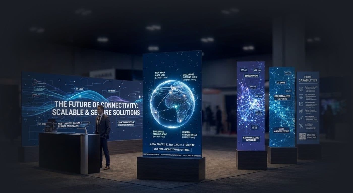 Targa Foldable posters standing in a trade-show booth