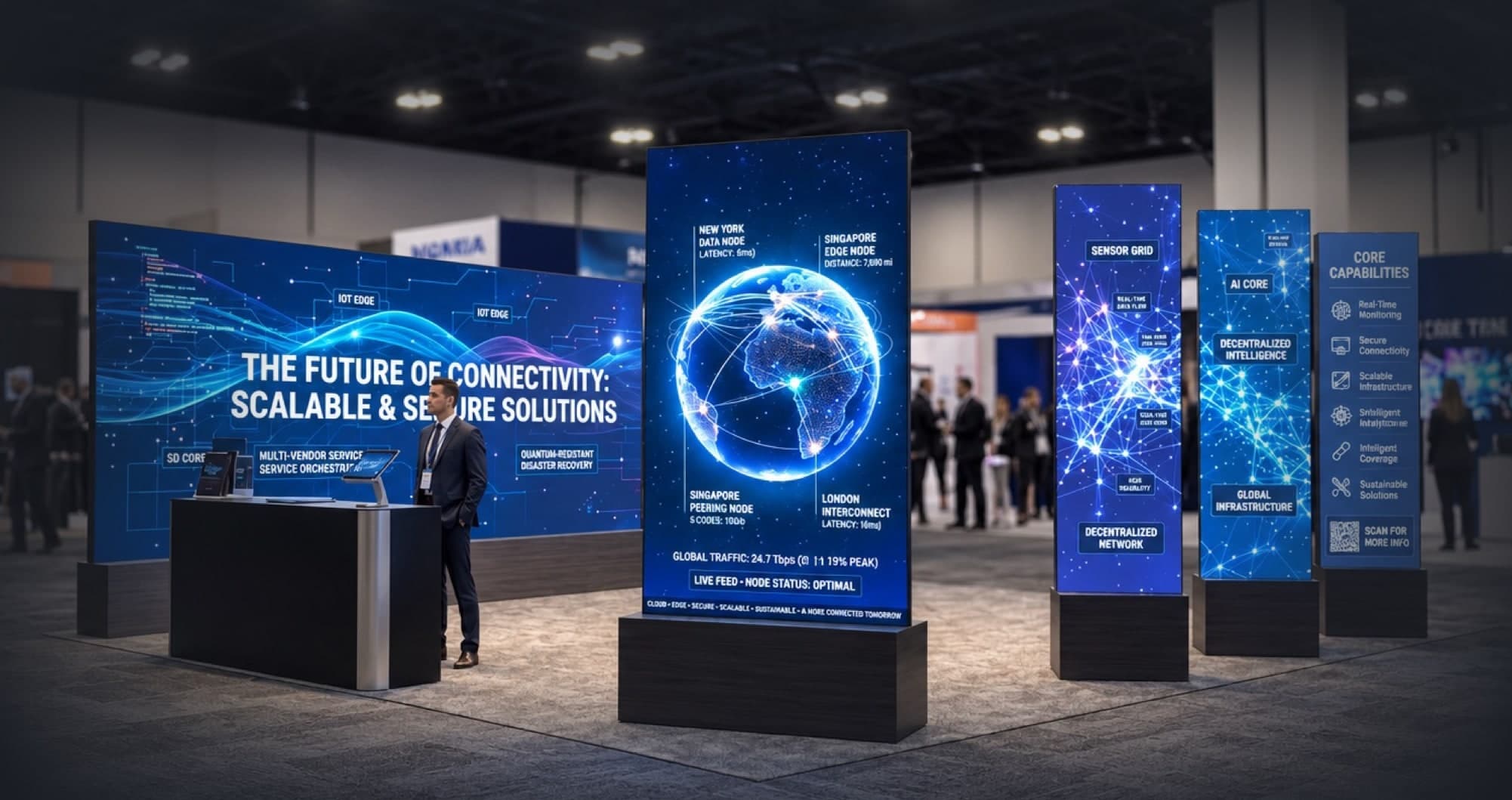 Targa Foldable posters — one wide run and three standalone posters — in a trade-show booth
